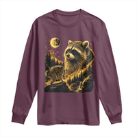 Jimothy Raccoon Howling at The Moon Parody 90s Retro Long Sleeve Shirt