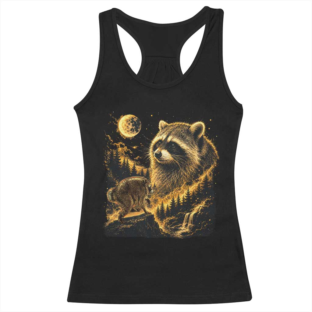 Jimothy Raccoon Howling at The Moon Parody 90s Retro Racerback Tank Top