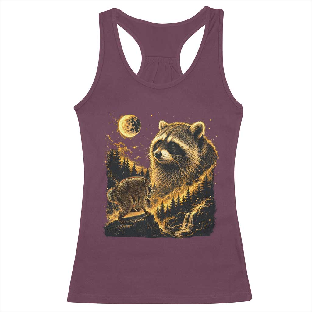 Jimothy Raccoon Howling at The Moon Parody 90s Retro Racerback Tank Top