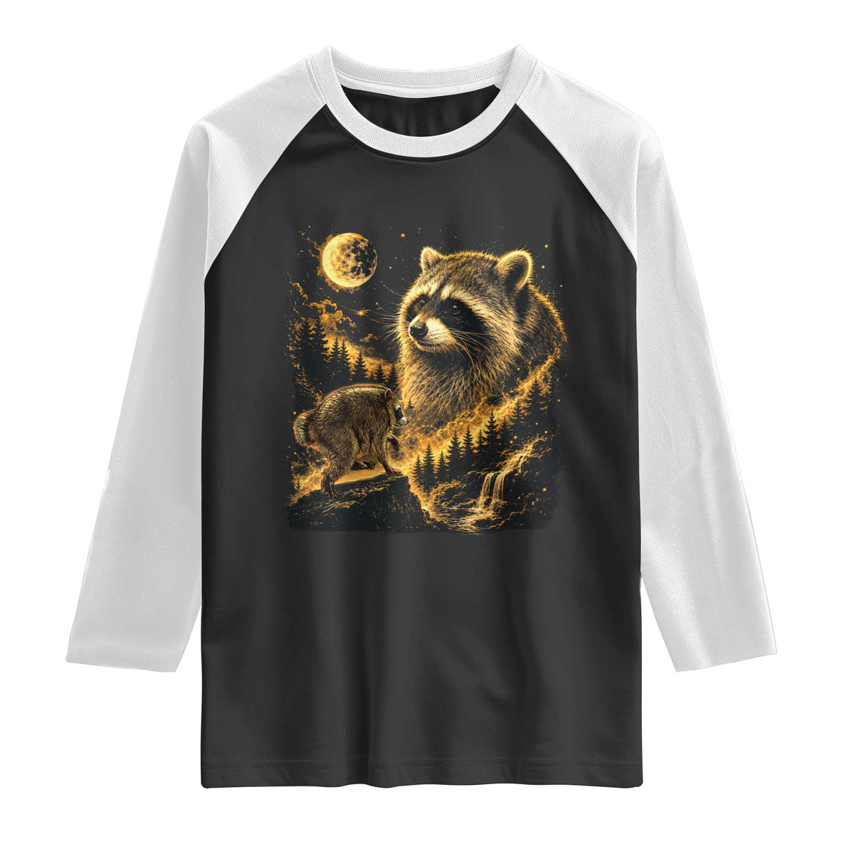 Jimothy Raccoon Howling at The Moon Parody 90s Retro Raglan Shirt