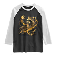 Jimothy Raccoon Howling at The Moon Parody 90s Retro Raglan Shirt