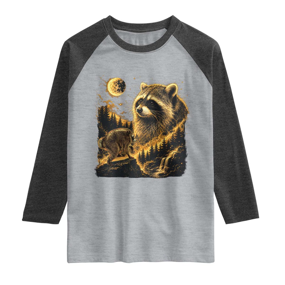 Jimothy Raccoon Howling at The Moon Parody 90s Retro Raglan Shirt