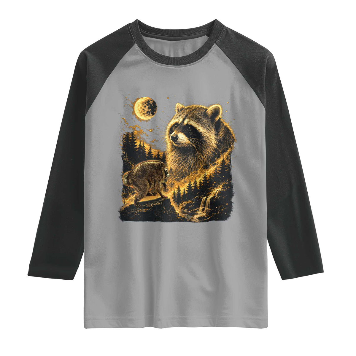 Jimothy Raccoon Howling at The Moon Parody 90s Retro Raglan Shirt