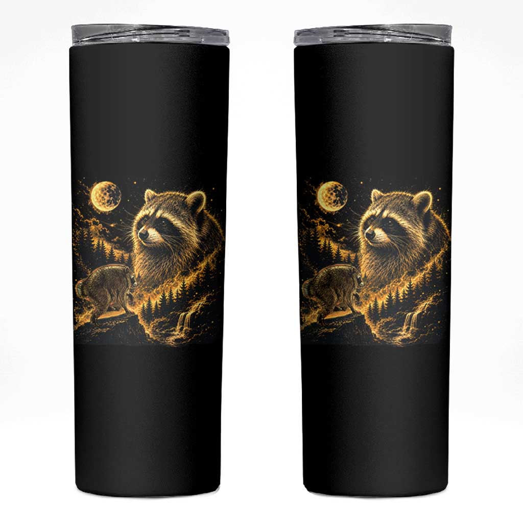 Jimothy Raccoon Howling at The Moon Parody 90s Retro Skinny Tumbler