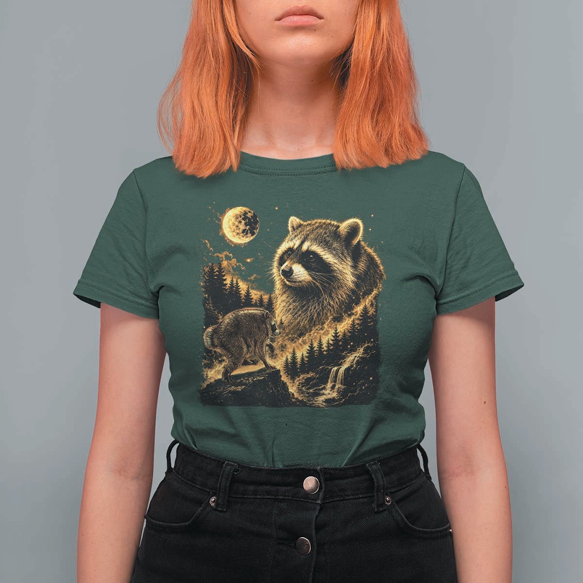 Jimothy Raccoon Howling at The Moon Parody 90s Retro T Shirt For Women