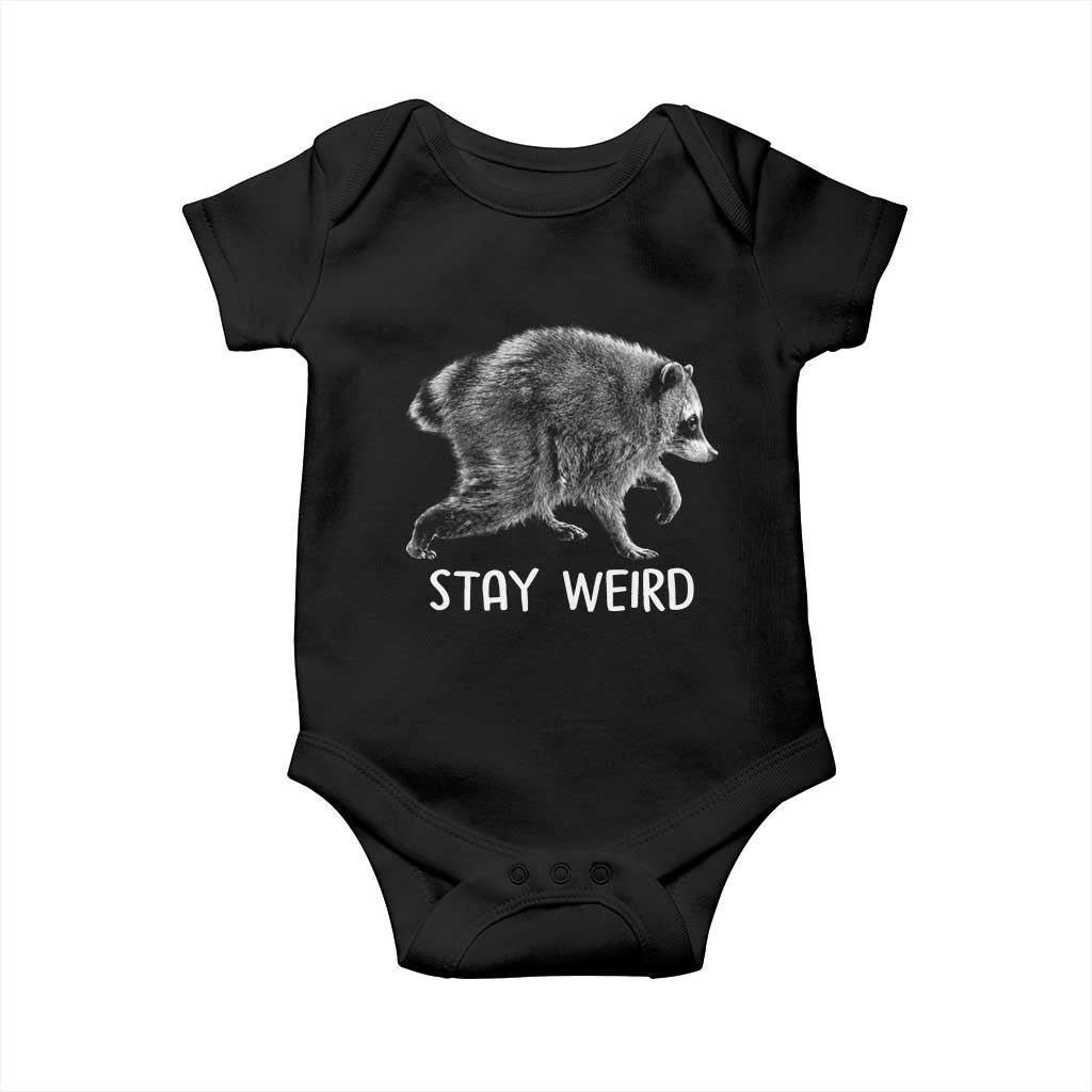 Jimothy the Raccoon Funny Stay Weird Baby Onesie Seattle Short Spine Trash Panda