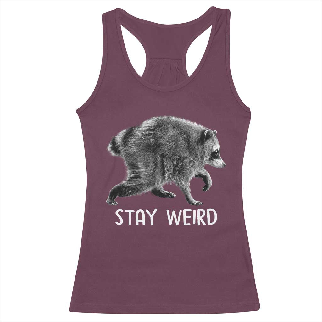 Jimothy the Raccoon Funny Stay Weird Racerback Tank Top Seattle Short Spine Trash Panda