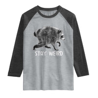 Jimothy the Raccoon Funny Stay Weird Raglan Shirt Seattle Short Spine Trash Panda