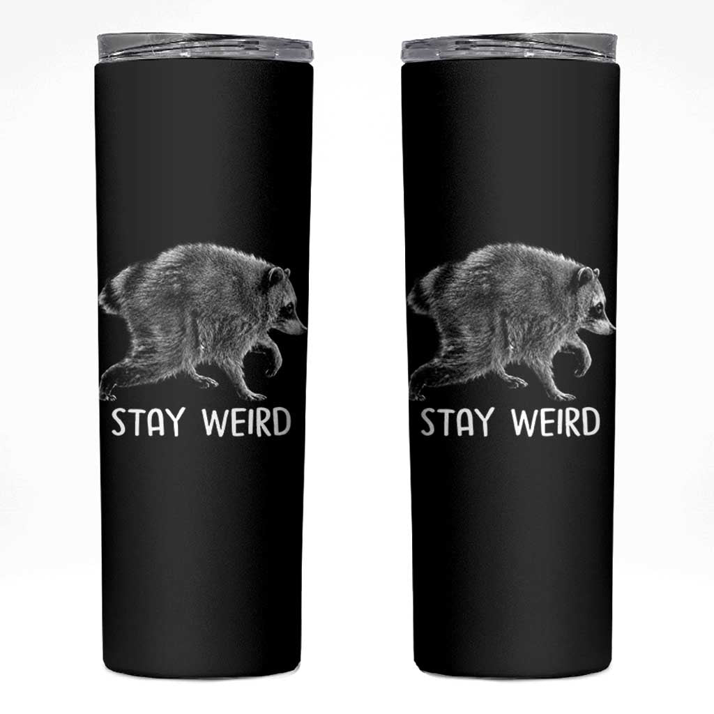 Jimothy the Raccoon Funny Stay Weird Skinny Tumbler Seattle Short Spine Trash Panda