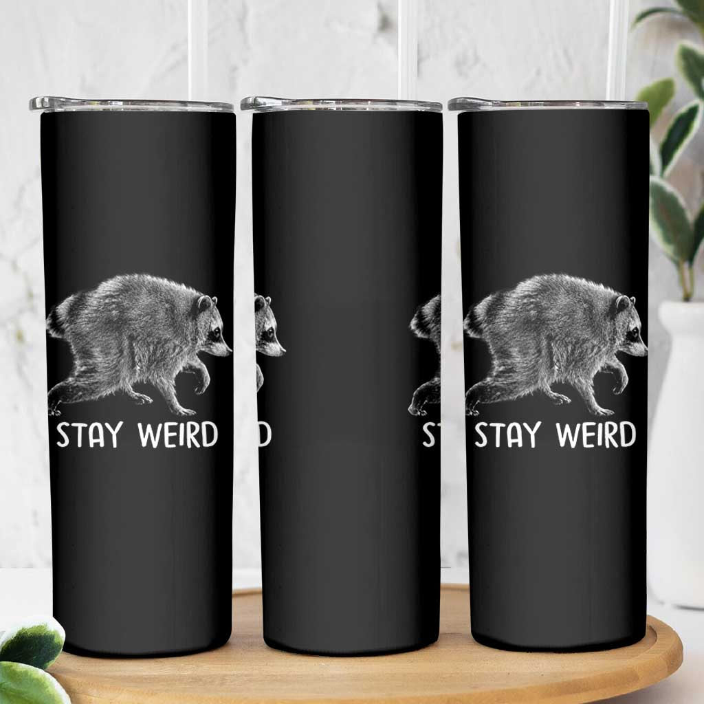 Jimothy the Raccoon Funny Stay Weird Skinny Tumbler Seattle Short Spine Trash Panda