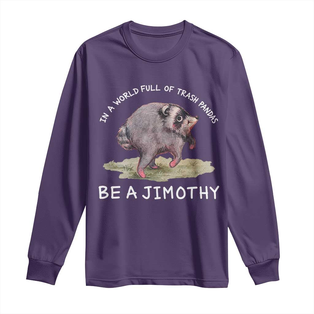 Watercolor Jimothy the Raccoon Long Sleeve Shirt In A World Full Of Trash Pandas Be A Jimothy