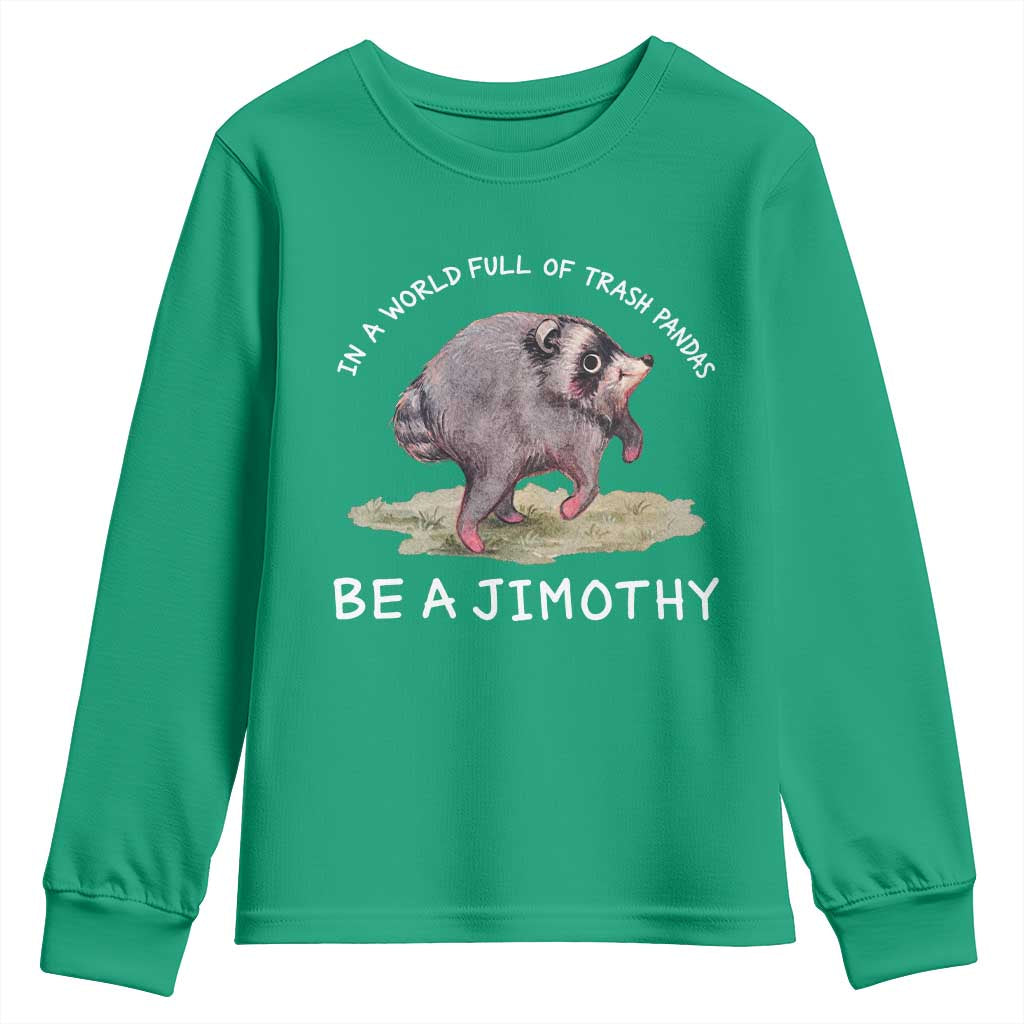 Watercolor Jimothy the Raccoon Youth Sweatshirt In A World Full Of Trash Pandas Be A Jimothy