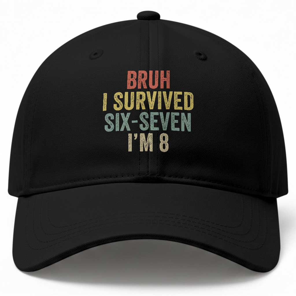 Funny 67 8th Birthday Baseball Cap Bruh I Survived Six Seven I'm 8 Retro Bday