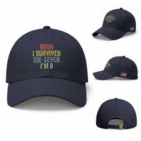 Funny 67 8th Birthday Baseball Cap Bruh I Survived Six Seven I'm 8 Retro Bday