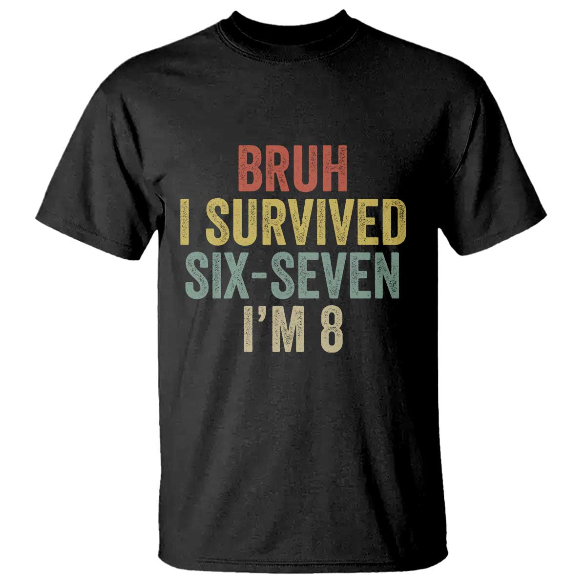 Funny 67 8th Birthday T Shirt Bruh I Survived Six Seven I'm 8 Retro Bday