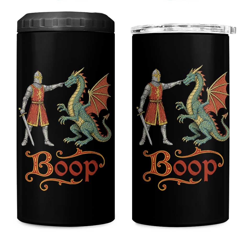 Boop Medieval Knight Dragon 4 in 1 Can Cooler Tumbler Funny Ren Faire Dark Fantasy