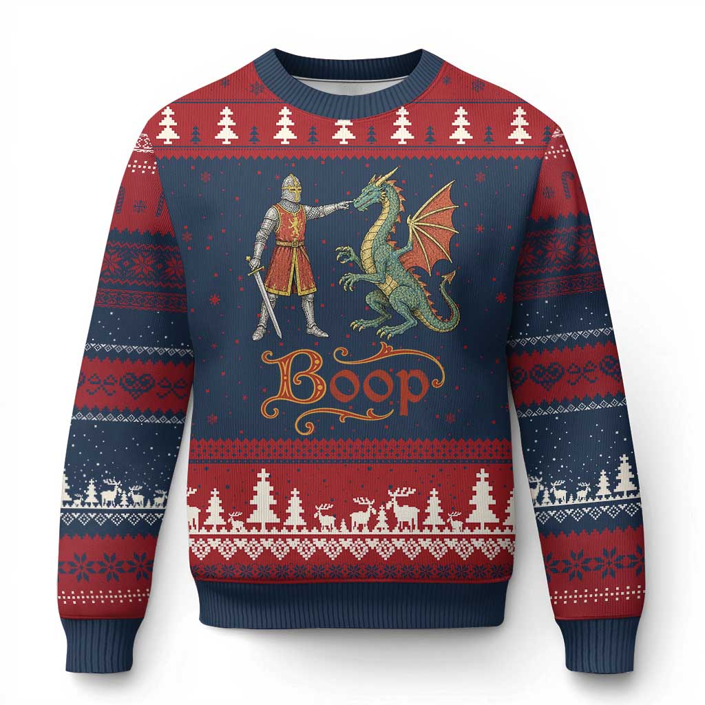 Boop Medieval Knight Dragon Ugly Christmas Sweater Funny Ren Faire Dark Fantasy