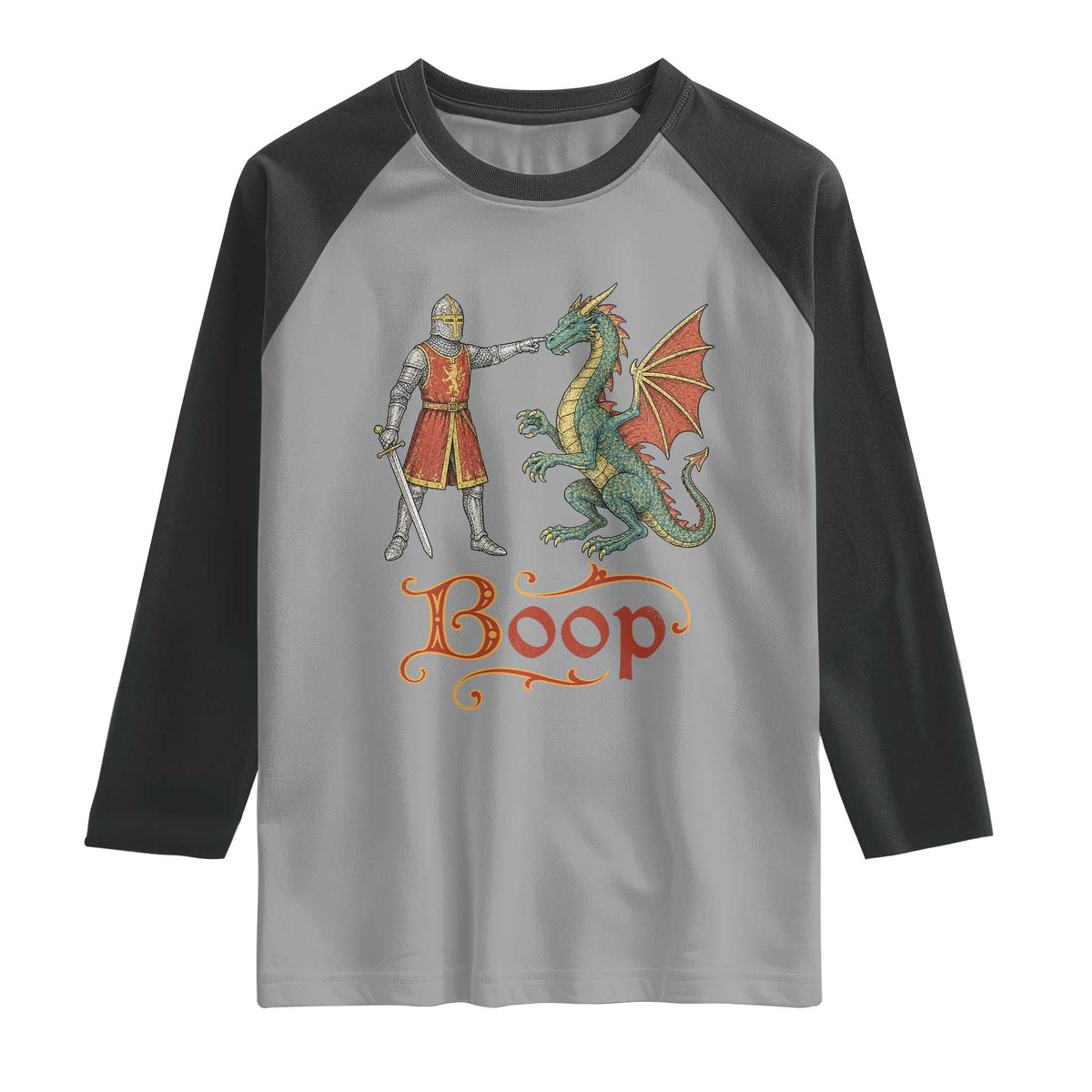 Boop Medieval Knight Dragon Raglan Shirt Funny Ren Faire Dark Fantasy