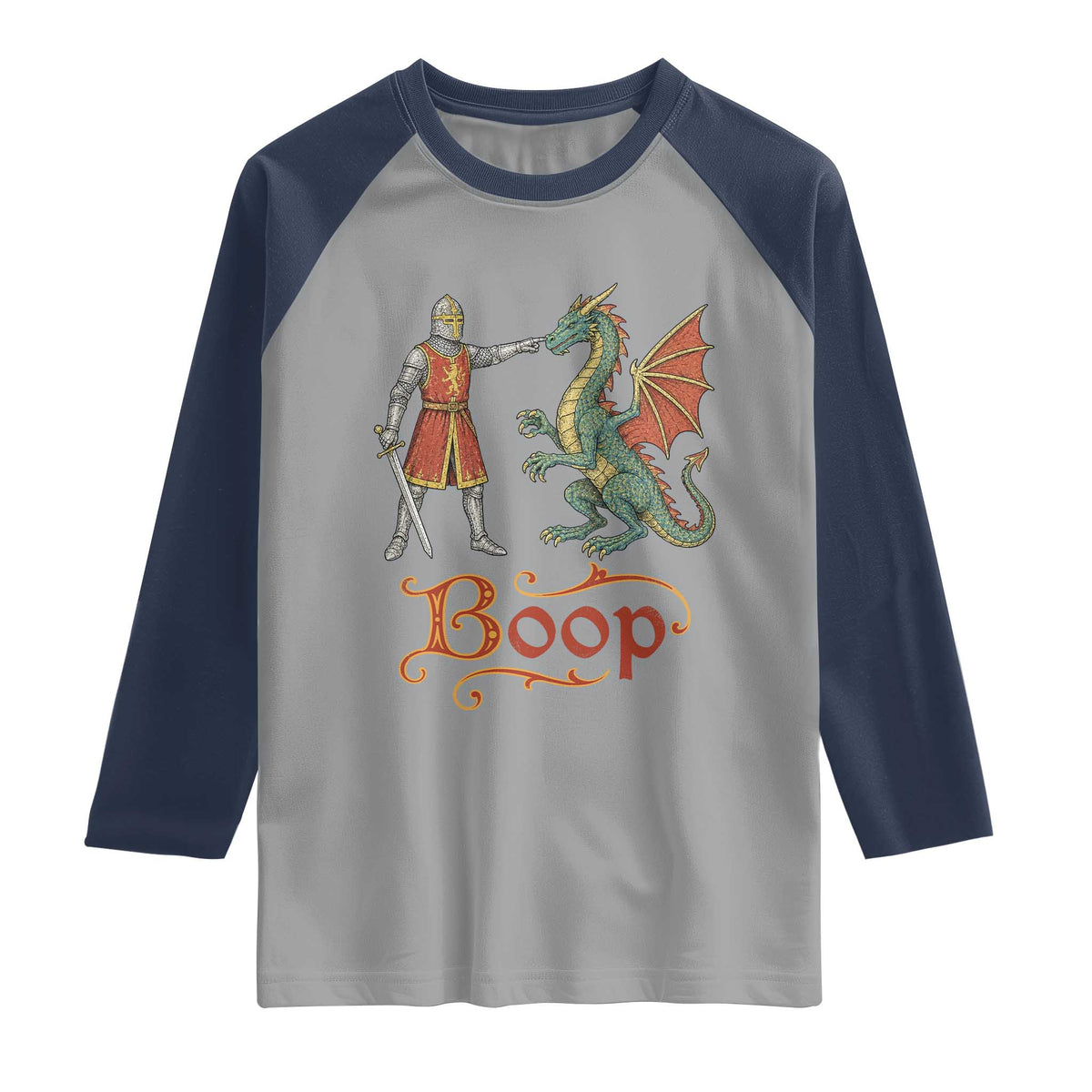 Boop Medieval Knight Dragon Raglan Shirt Funny Ren Faire Dark Fantasy