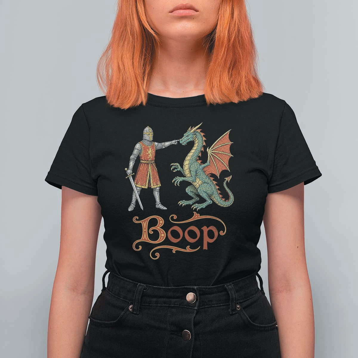 Boop Medieval Knight Dragon T Shirt For Women Funny Ren Faire Dark Fantasy