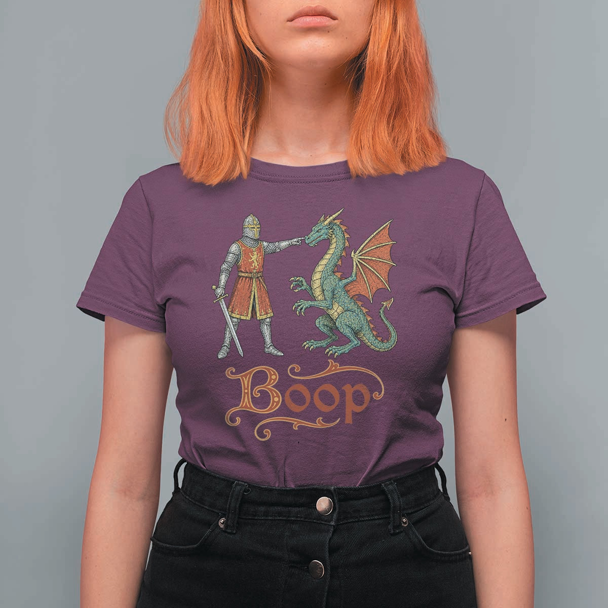 Boop Medieval Knight Dragon T Shirt For Women Funny Ren Faire Dark Fantasy