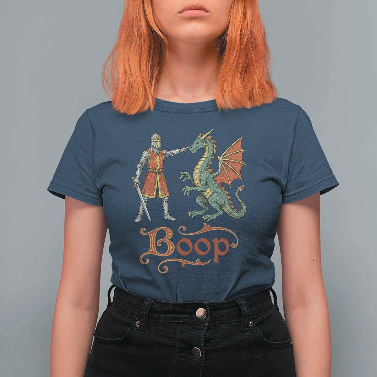 Boop Medieval Knight Dragon T Shirt For Women Funny Ren Faire Dark Fantasy