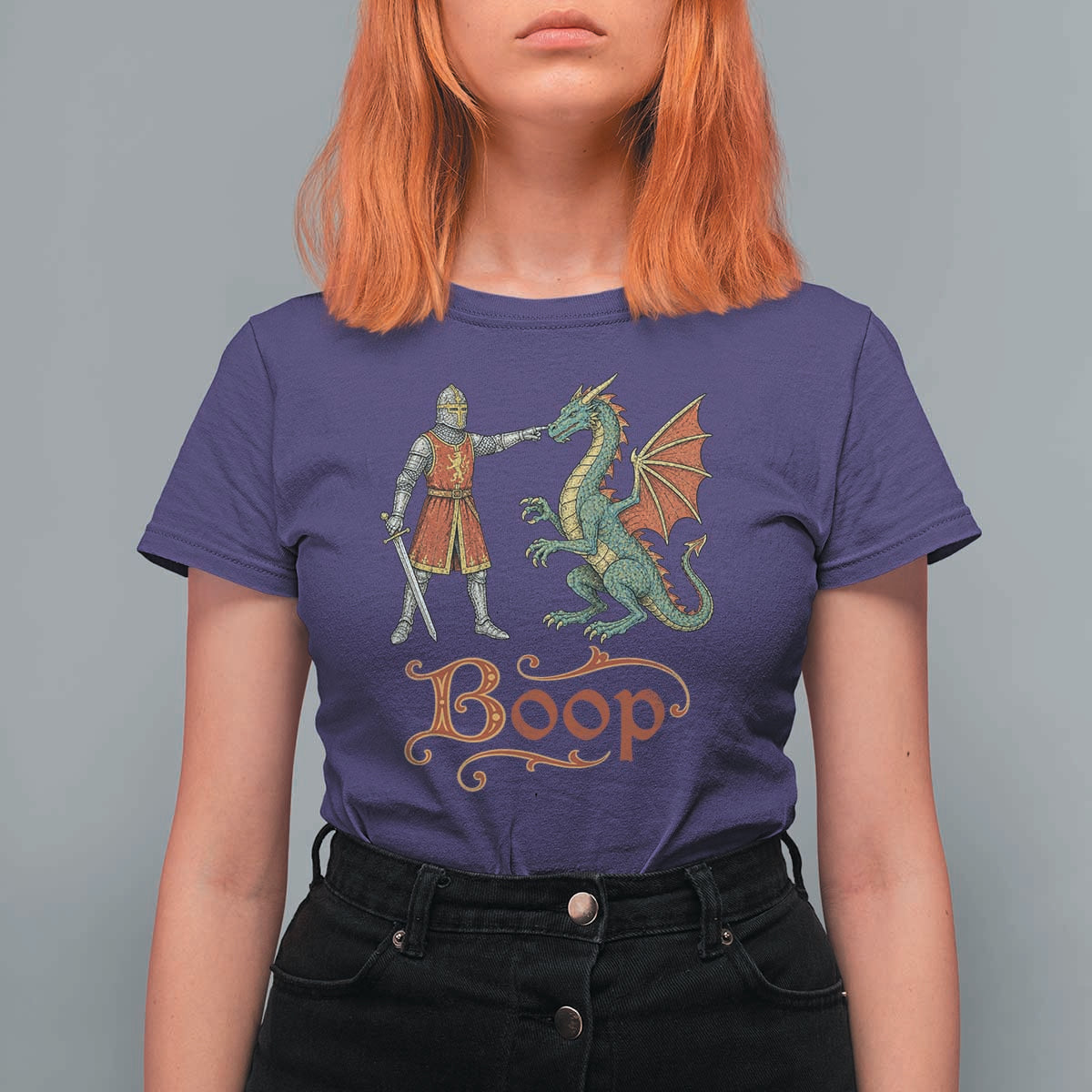Boop Medieval Knight Dragon T Shirt For Women Funny Ren Faire Dark Fantasy