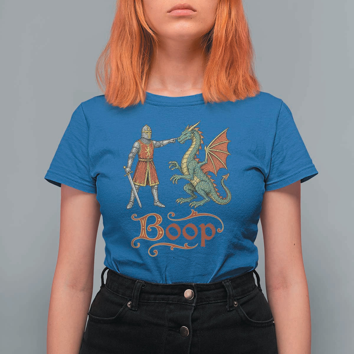 Boop Medieval Knight Dragon T Shirt For Women Funny Ren Faire Dark Fantasy