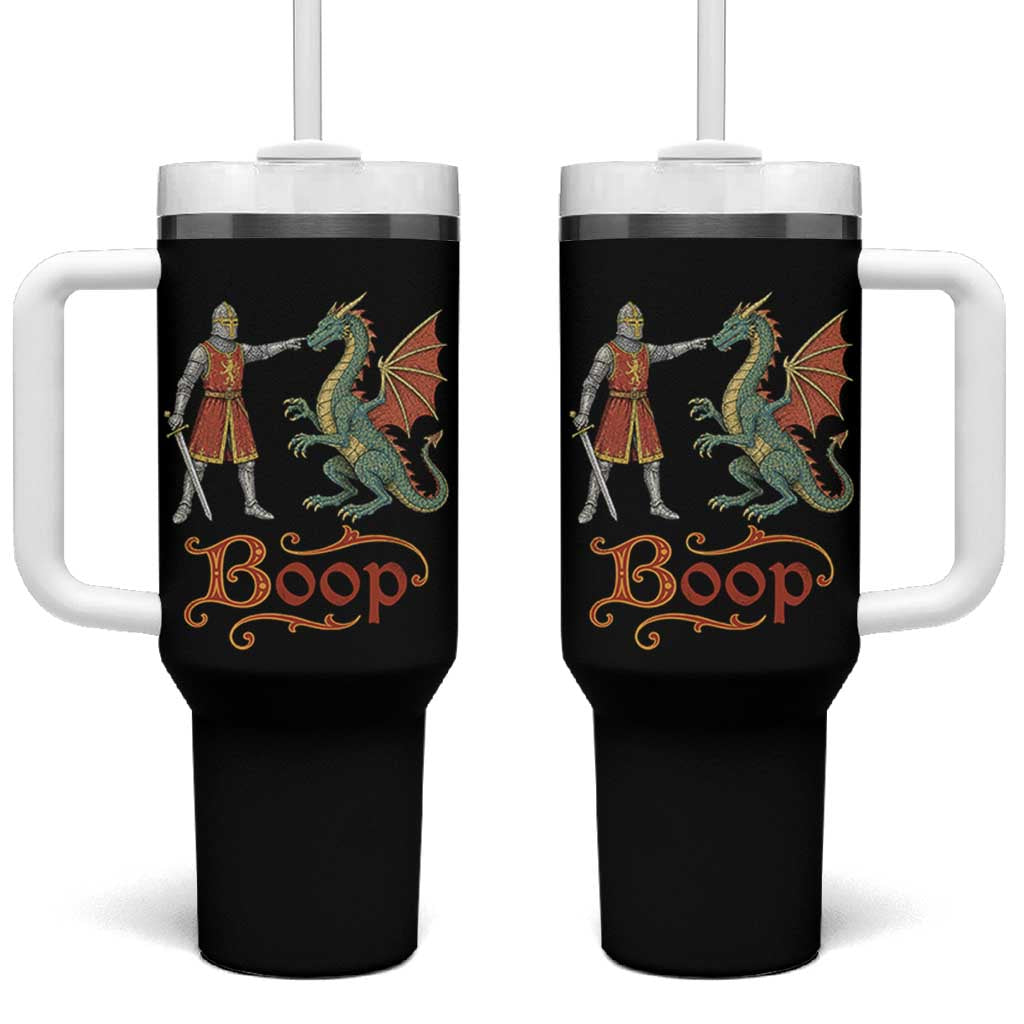 Boop Medieval Knight Dragon Tumbler With Handle Funny Ren Faire Dark Fantasy