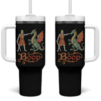 Boop Medieval Knight Dragon Tumbler With Handle Funny Ren Faire Dark Fantasy