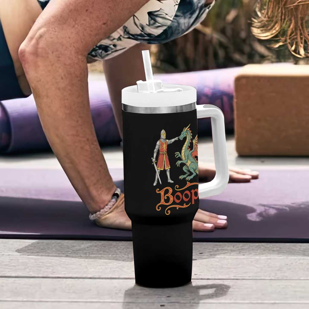 Boop Medieval Knight Dragon Tumbler With Handle Funny Ren Faire Dark Fantasy