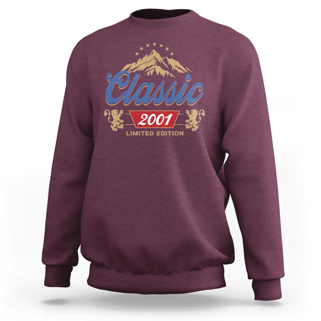 25th Birthday Beer Classic 2001 Limited Edition Sweatshirt Funny Gifts for 25 Year Olds