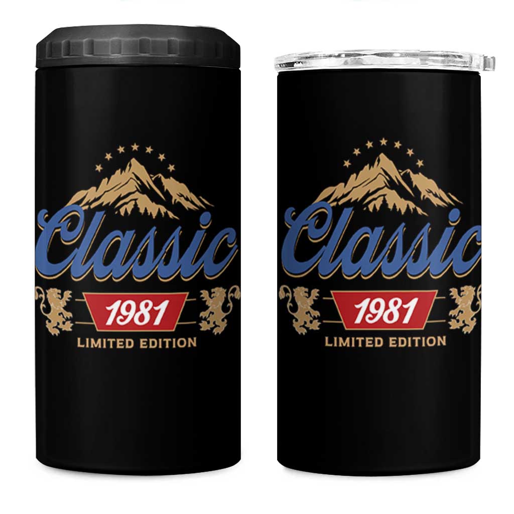 45th Birthday Beer Classic 1981 Limited Edition 4 in 1 Can Cooler Tumbler Funny Gifts for 45 Year Olds