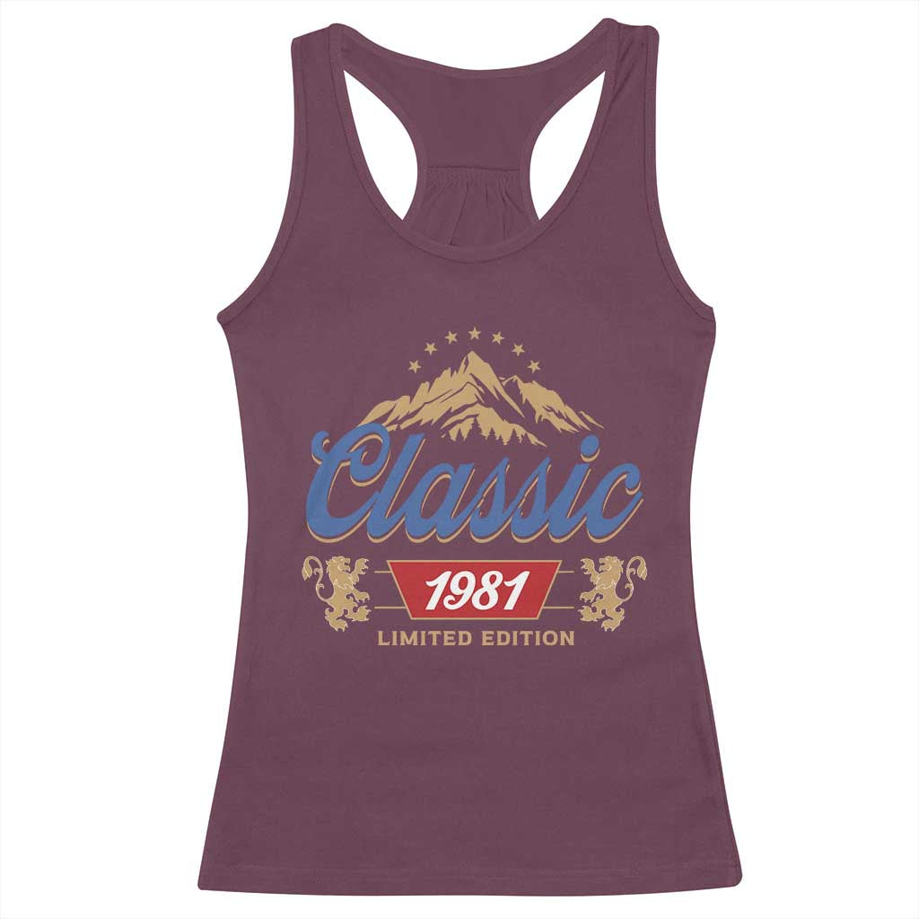 45th Birthday Beer Classic 1981 Limited Edition Racerback Tank Top Funny Gifts for 45 Year Olds