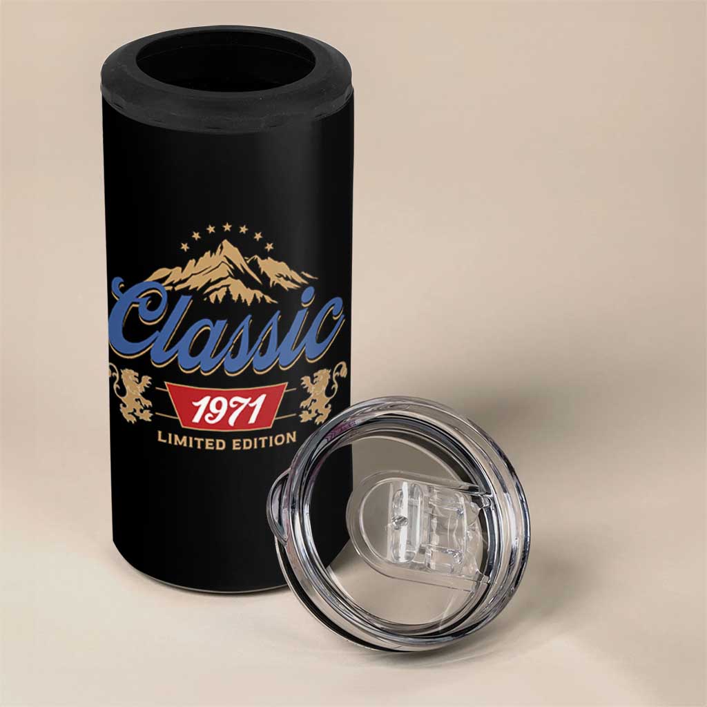 55th Birthday Beer Classic 1971 Limited Edition 4 in 1 Can Cooler Tumbler Funny Gifts for 55 Year Olds