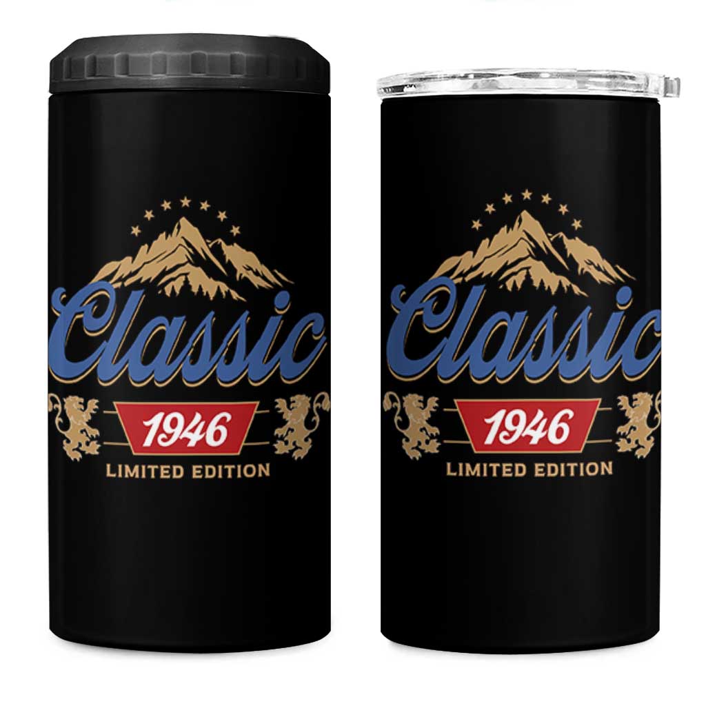80th Birthday Beer Classic 1946 Limited Edition 4 in 1 Can Cooler Tumbler Funny Gifts for 80 Year Olds