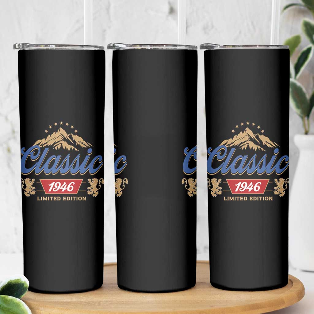 80th Birthday Beer Classic 1946 Limited Edition Skinny Tumbler Funny Gifts for 80 Year Olds