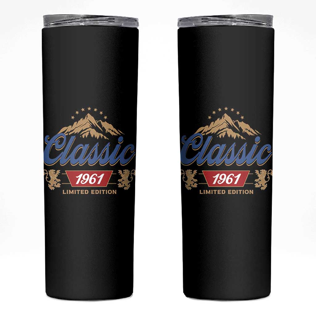 65th Birthday Beer Classic 1961 Limited Edition Skinny Tumbler Funny Gifts for 65 Year Olds