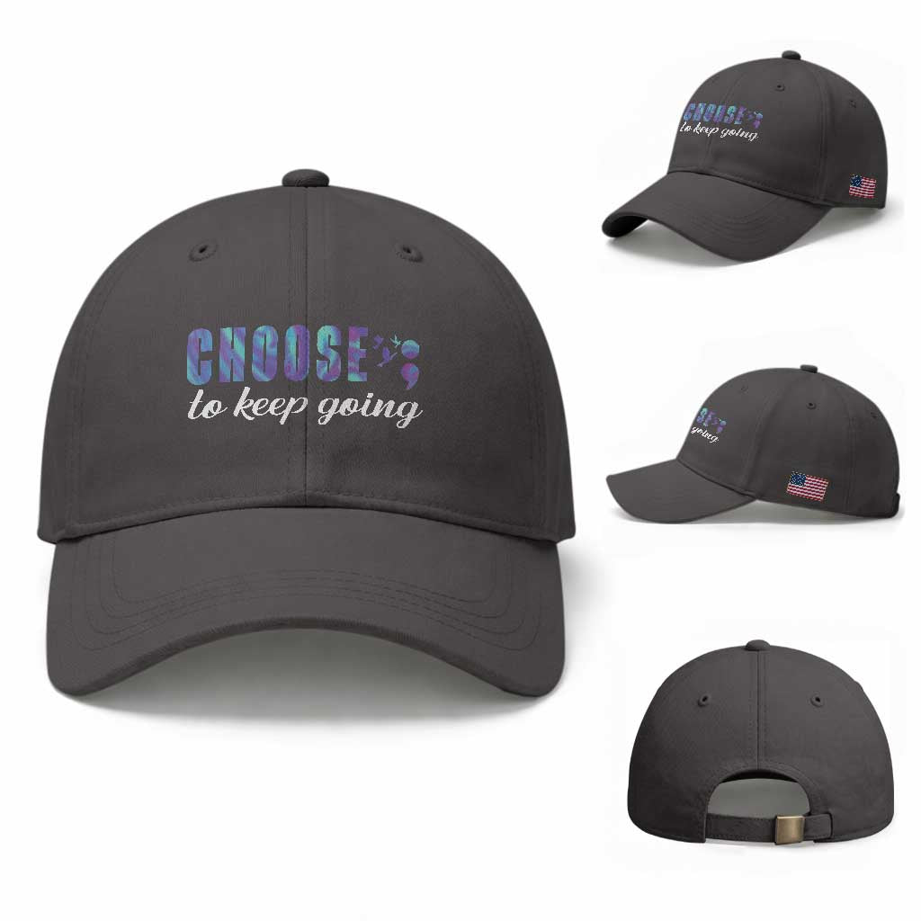 Suicide Prevention Awareness Baseball Cap Choose To Keep Going Semicolon Birds