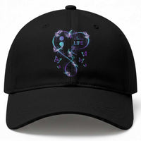 Suicide Prevention Awareness Baseball Cap Choose Life Love Heart Semicolon Butterfly