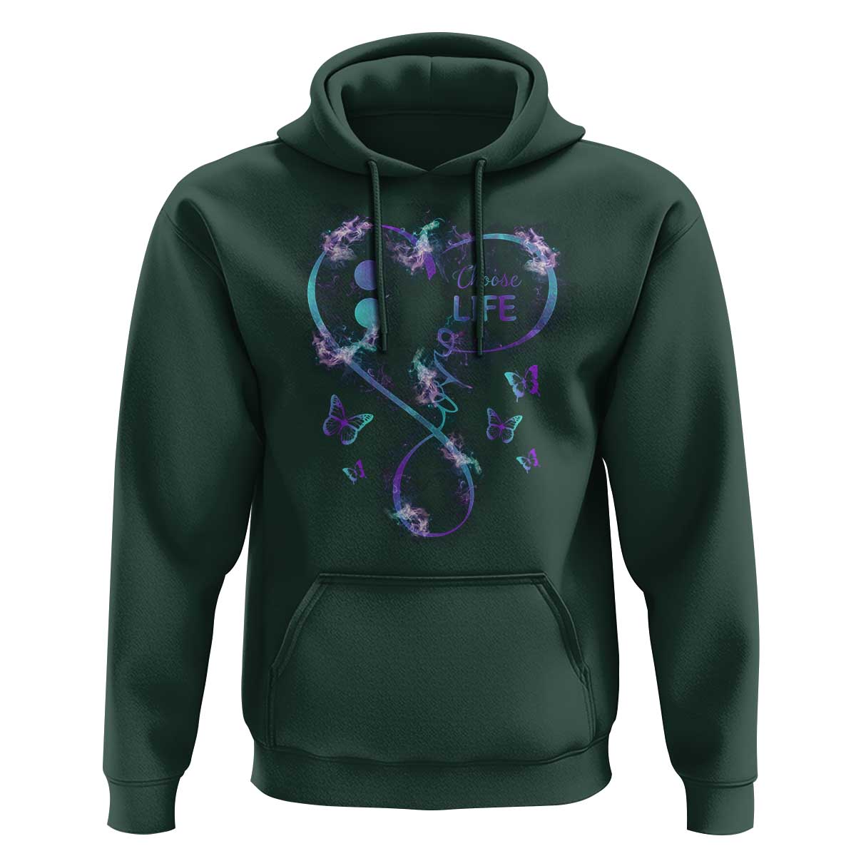 Suicide Prevention Awareness Hoodie Choose Life Love Heart Semicolon Butterfly - Wonder Print Shop