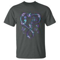 Suicide Prevention Awareness T Shirt Choose Life Love Heart Semicolon Butterfly - Wonder Print Shop