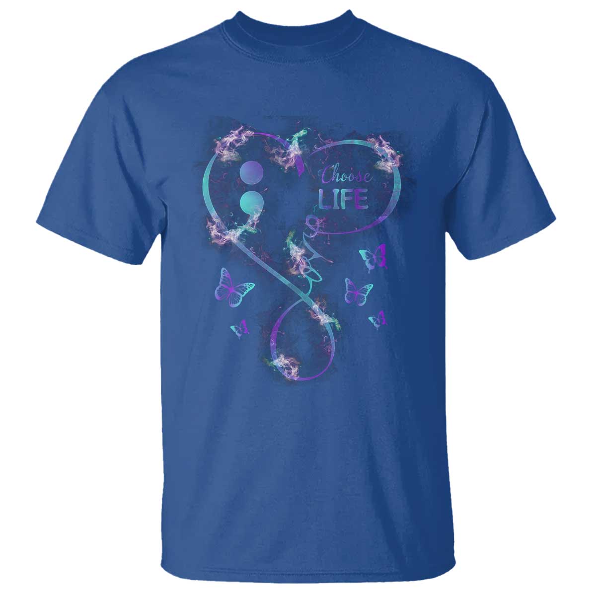 Suicide Prevention Awareness T Shirt Choose Life Love Heart Semicolon Butterfly - Wonder Print Shop