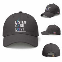 Suicide Prevention Awareness Baseball Cap Listen Care Love Semicolon Bird Flower Ribbon
