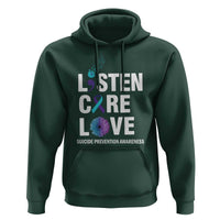 Suicide Prevention Awareness Hoodie Listen Care Love Semicolon Bird Flower Ribbon - Wonder Print Shop