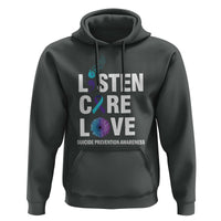 Suicide Prevention Awareness Hoodie Listen Care Love Semicolon Bird Flower Ribbon - Wonder Print Shop