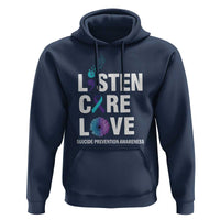 Suicide Prevention Awareness Hoodie Listen Care Love Semicolon Bird Flower Ribbon - Wonder Print Shop