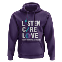 Suicide Prevention Awareness Hoodie Listen Care Love Semicolon Bird Flower Ribbon - Wonder Print Shop