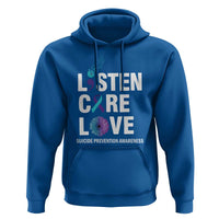 Suicide Prevention Awareness Hoodie Listen Care Love Semicolon Bird Flower Ribbon - Wonder Print Shop