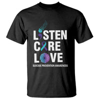 Suicide Prevention Awareness T Shirt Listen Care Love Semicolon Bird Flower Ribbon - Wonder Print Shop